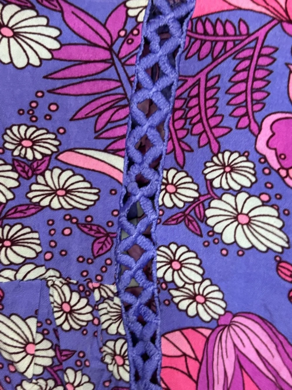 Floral Peasant Dress in Purple & Pink - Picture 6 of 14